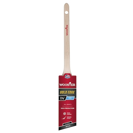 Wooster 1-1/2" Thin Angle Sash Soft, Gold CT Polyester Bristle, Paint Brush, Wood Handle 5234